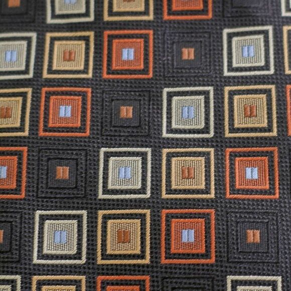 Chereskin Black Tan Brown Geometric Polyester Short Tie‎ - Picture 2 of 6